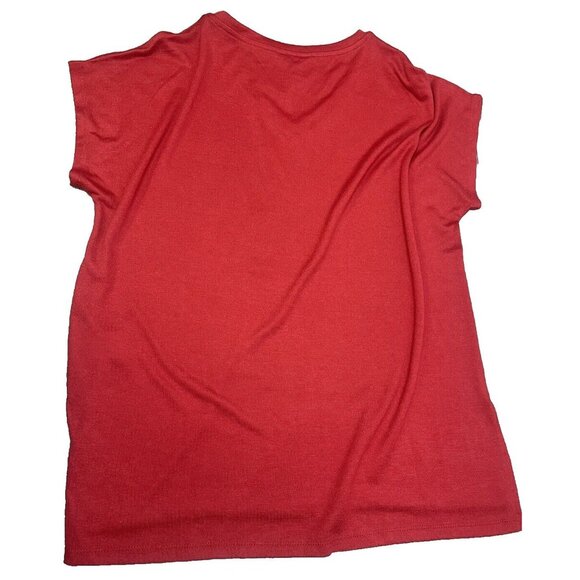 ORVIS 46% RAYON V-NECK TUNIC KNIT TOP SIZE LARGE RED - Picture 4 of 16